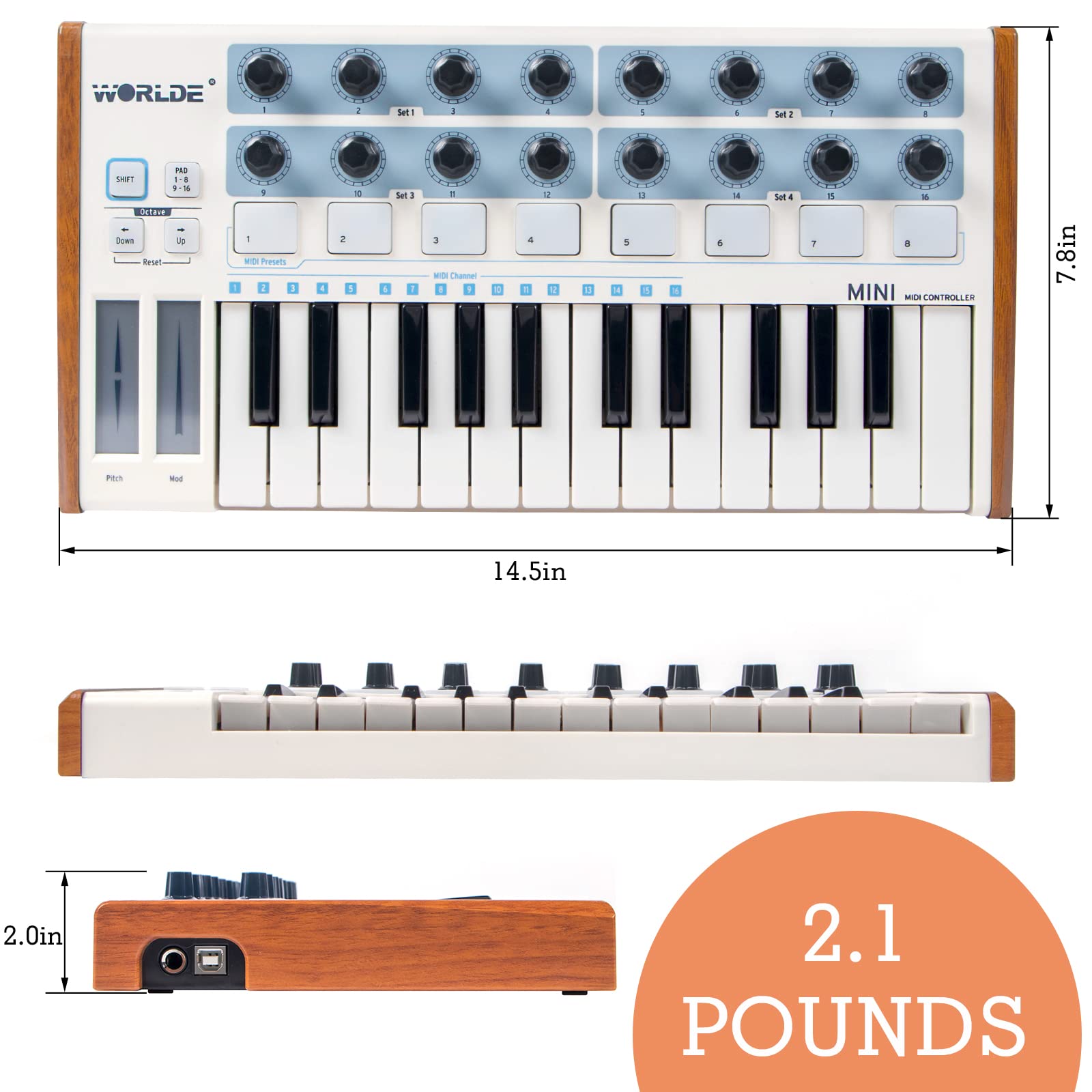 Amazon.com: Midi Controller,lotmusic Worlde TUNA PANDA MINI 25